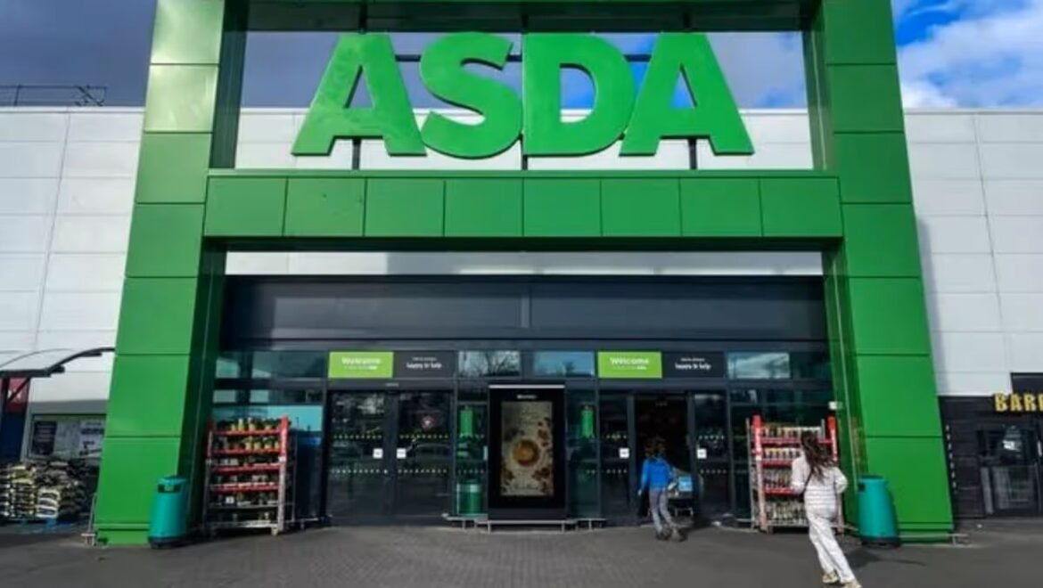 ASDA storefront with its bright green frame and large ASDA sign above the entrance.