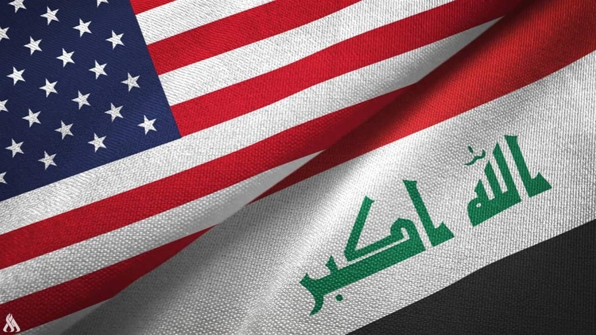 Two national flags—United States and Iraq—overlaid, suggesting US–Iraq relations or cooperation.