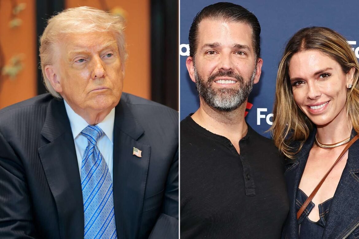 Split image: left side a man in a dark suit and blue striped tie looking thoughtful; right side a smiling bearded man with a woman posing together against a blue background.