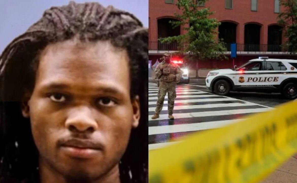 Split image: left a young man with dreadlocks; right a police scene with an officer on a crosswalk behind yellow caution tape.