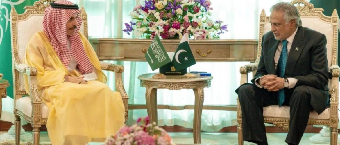 Two men sit in ornate chairs facing each other in a formal diplomatic meeting, with flags and flowers between them.