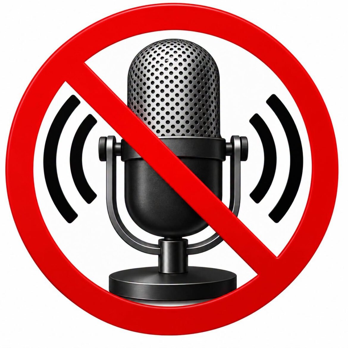 No microphone symbol indicating recording is not allowed or disabled mic access.